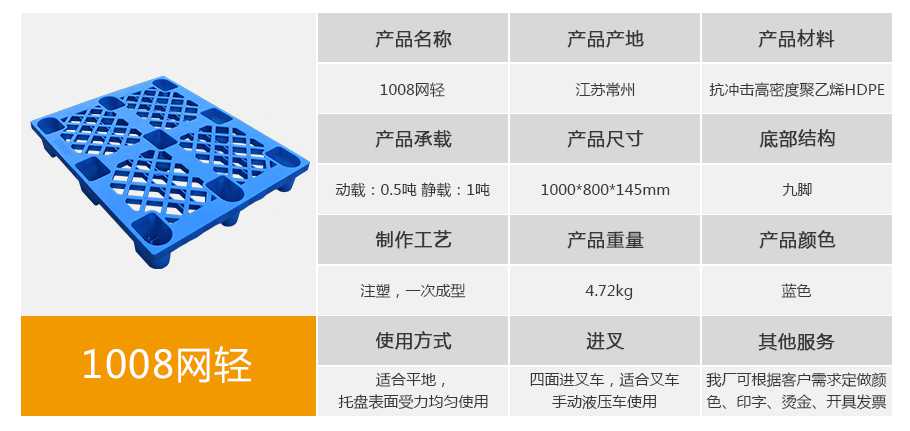 1008輕型網格九腳塑料托盤