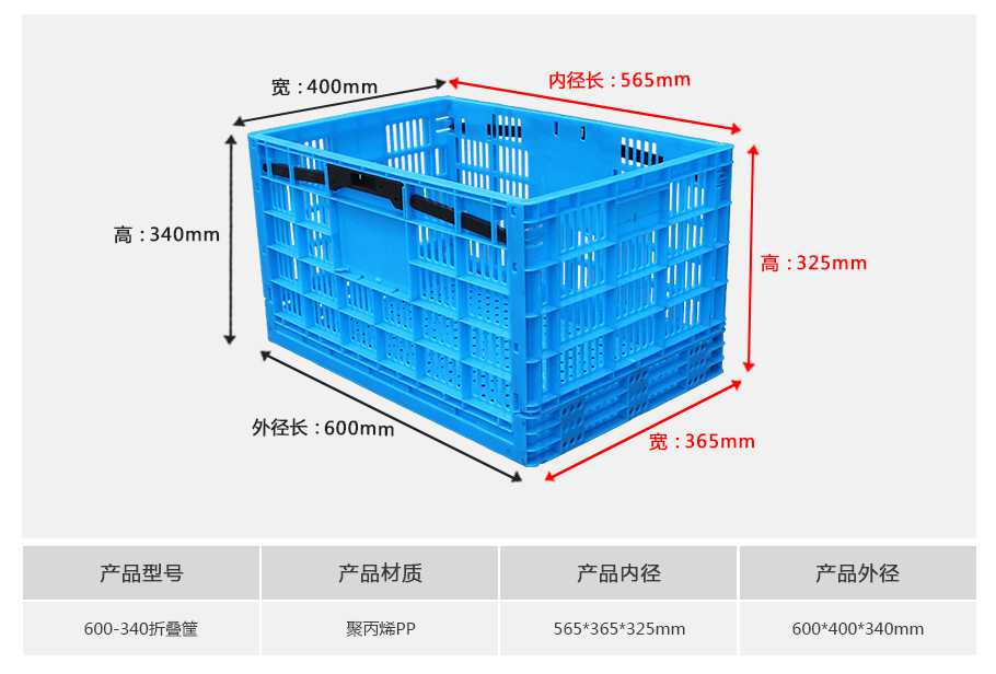 軒盛塑業(yè)600-340塑料折疊周轉筐